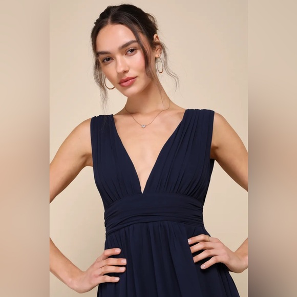 NWT Lulus Heavenly Hues Navy Blue Maxi Dress Size Medium - Picture 5 of 11